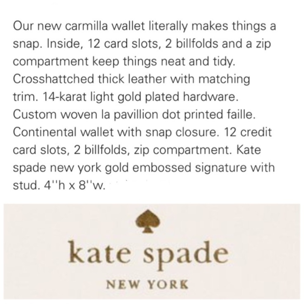 SOLD kate spade♠️New York Cedar st Carmilla wallet - Picture 2 of 8